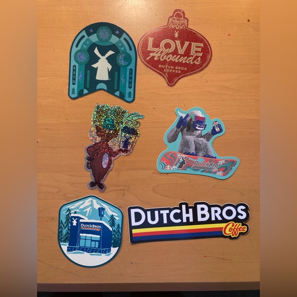 Lot of 6 rare hard to find Dutch bros stickers, Christmas Arizona - Picture 2 of 2